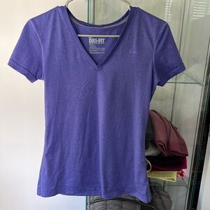 Women’s Nike Dri-Fit purple short sleeve v neck top size S